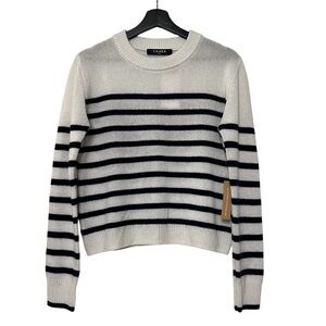 CAARA Cashmere Crewneck Sweater Navy Stripe XS NWT Cozy Coastal Contemporary